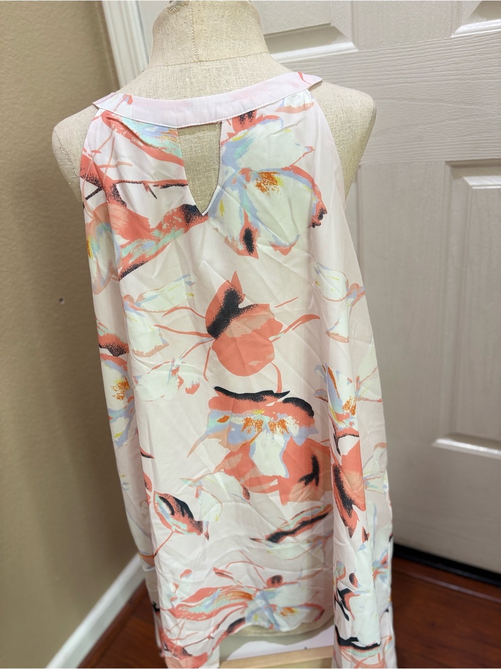 NWT Hayden Los Angeles Floral Halter Keyhole Dress Peach Blue Boho 2XL